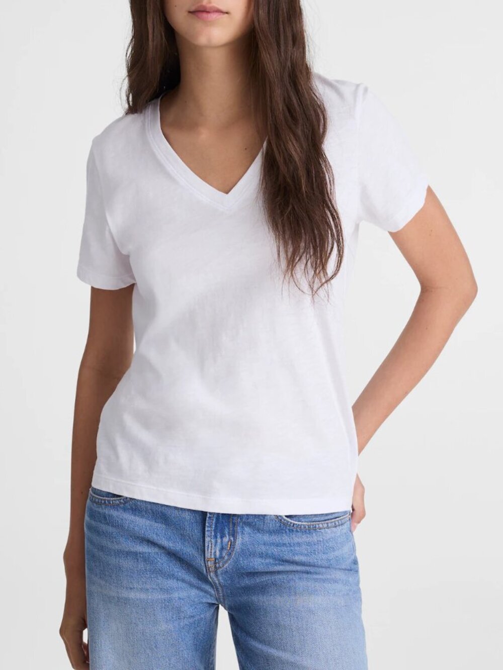 Madewell Easy V-Neck Short Sleeve Tee Soft Slub Cotton White Size S NWT